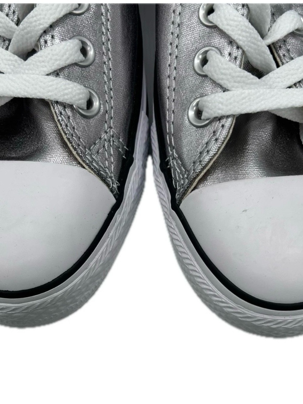 Converse Metallic Silver Low Top Sneakers with Cream Insole - Picture 6 of 11